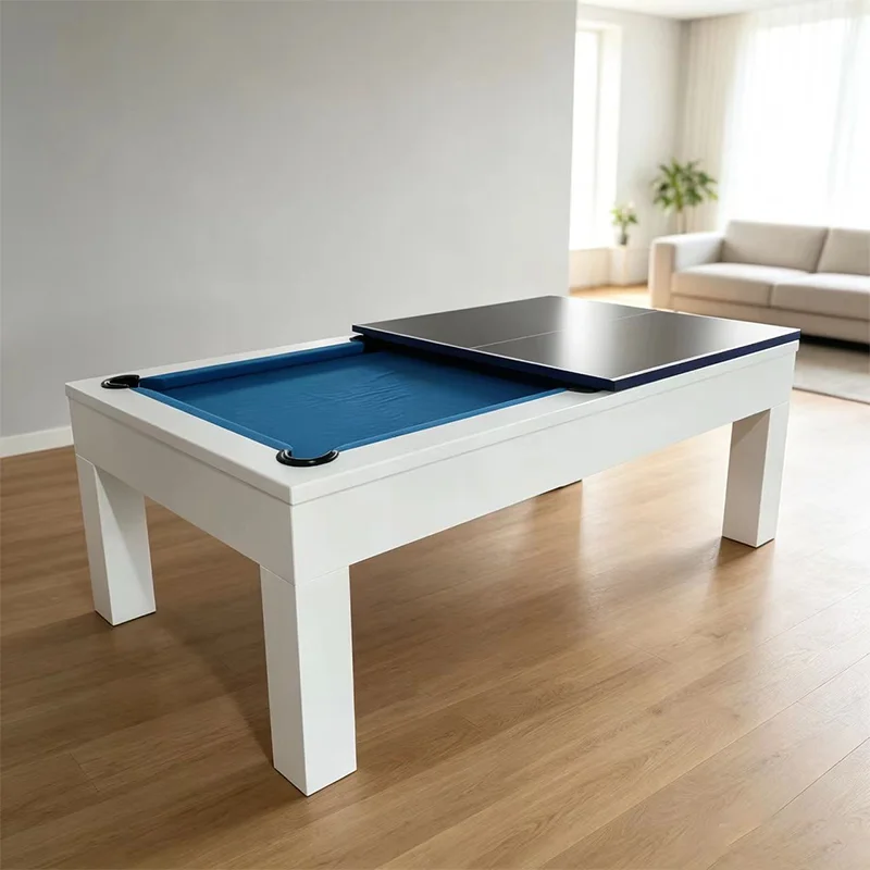 2026 Multi 3-in-1 Pool Table Multifunction With Dining and Tennis Top Solid Wood Billiard Table with Storage Benchpromote sales