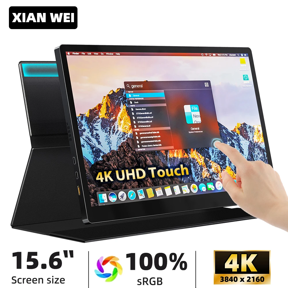 

XIANWEI 15.6 Inch 4K Office Portable Monitor Touch Screen IPS 100%sRGB Dual Speakers Display For Laptop XBox PS45 Switch Mini PC