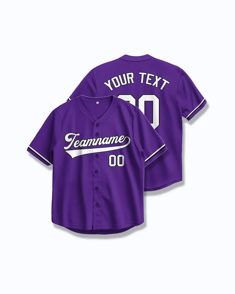 Custom Purple Baseball Jersey – Personalized Name & Number Shirt Embroidery – Stylish Team Sportswear
