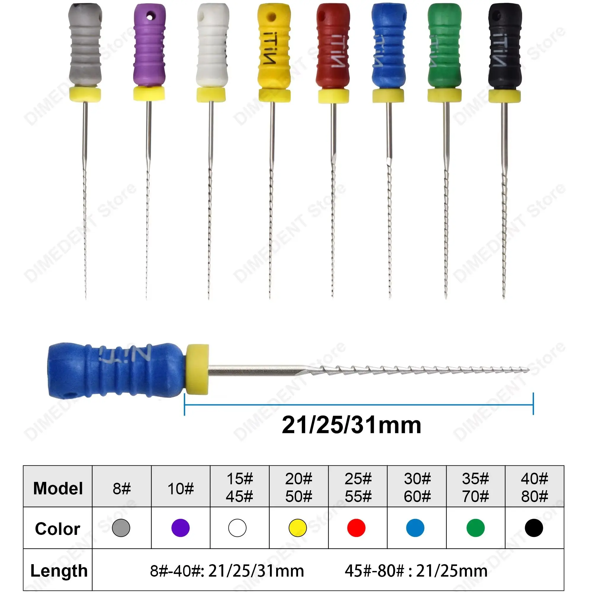 3 Boxes DIMEDENT Endo File Easy To Use #15-40 #45-80 NiTi H Files High-density Thread Structure Nickel-titanium Dentistry Tools