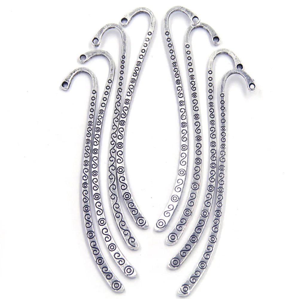 50Pcs Bookmarks Book Mark Marques de Page Spiral Pattern Antique Silver Tone Jewelry DIY Making Findings 85mm