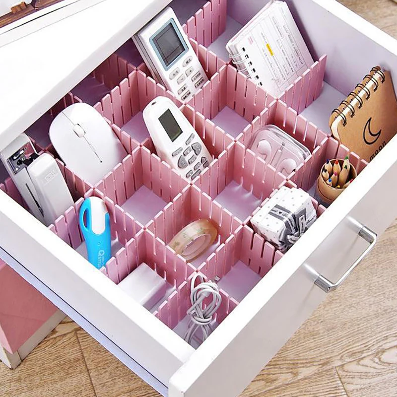 4 PCS Drawer Organiser Divider Adjustable Free Combination Organiser Compartment Divider Lingerie Sock Divider Plastic Plate