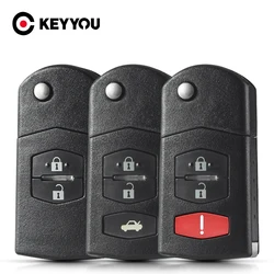 KEYYOU 2/3BNT Remote Folding Flip Car Key Fob Shell Cover Case For MAZDA 3 5 6 Series M6 RX8 MX5 Uncut Blade With Battery Holder