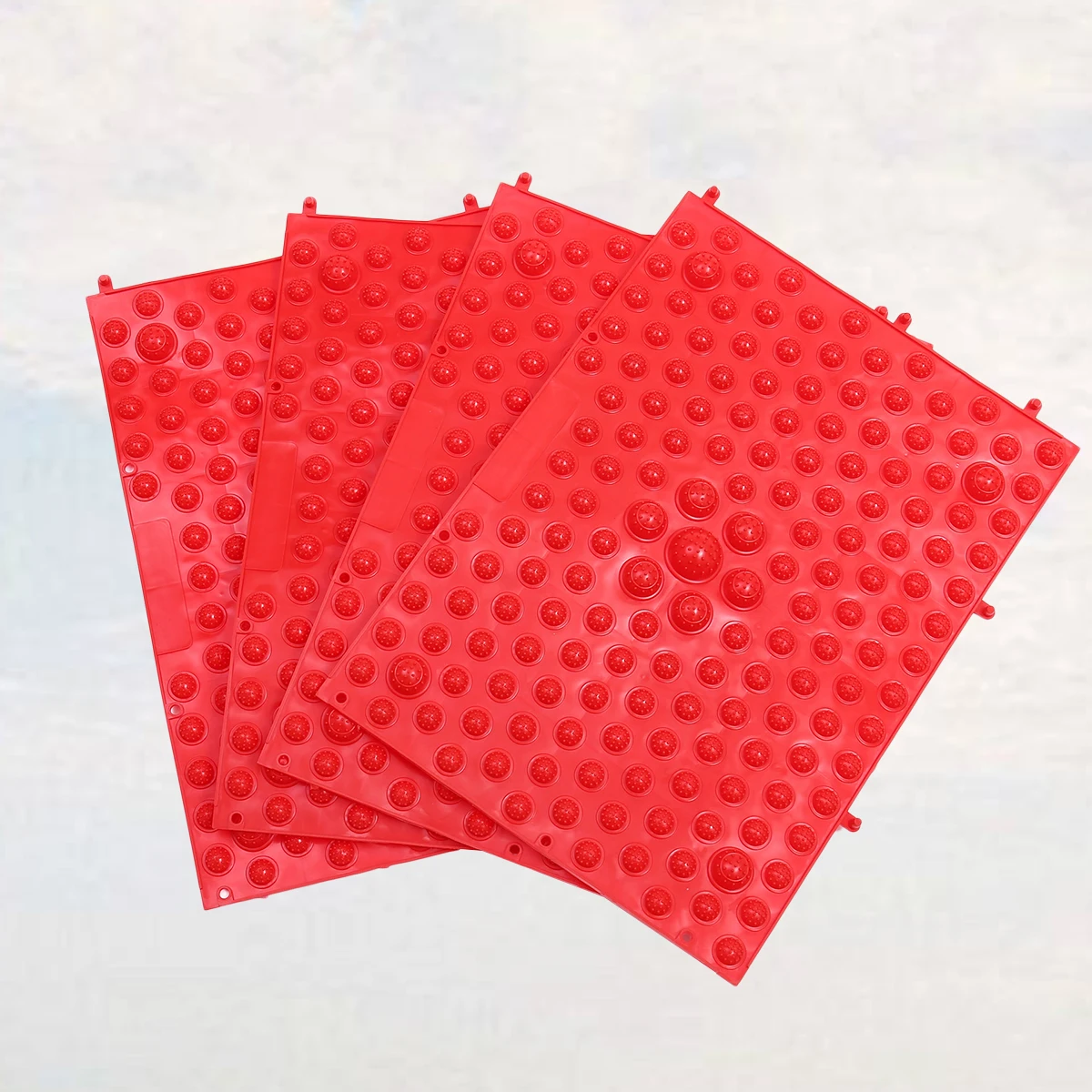 

4 pcs Foot Massager Mat Reflexology Massage Pad Pellet Pressure Point Heel Arch Toe Mat For Home Office Outdoor Red Easy Rolling