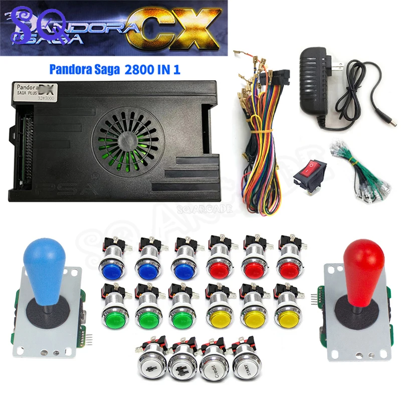 PANDORA Saga BOX 2800เกมตู้ของตกแต่งงานปาร์ตี้จอยสติ๊ก SANWA ปุ่มโครเมี่ยมไฟ LED สำหรับเครื่องตู้แพนโดร่าอาเขต