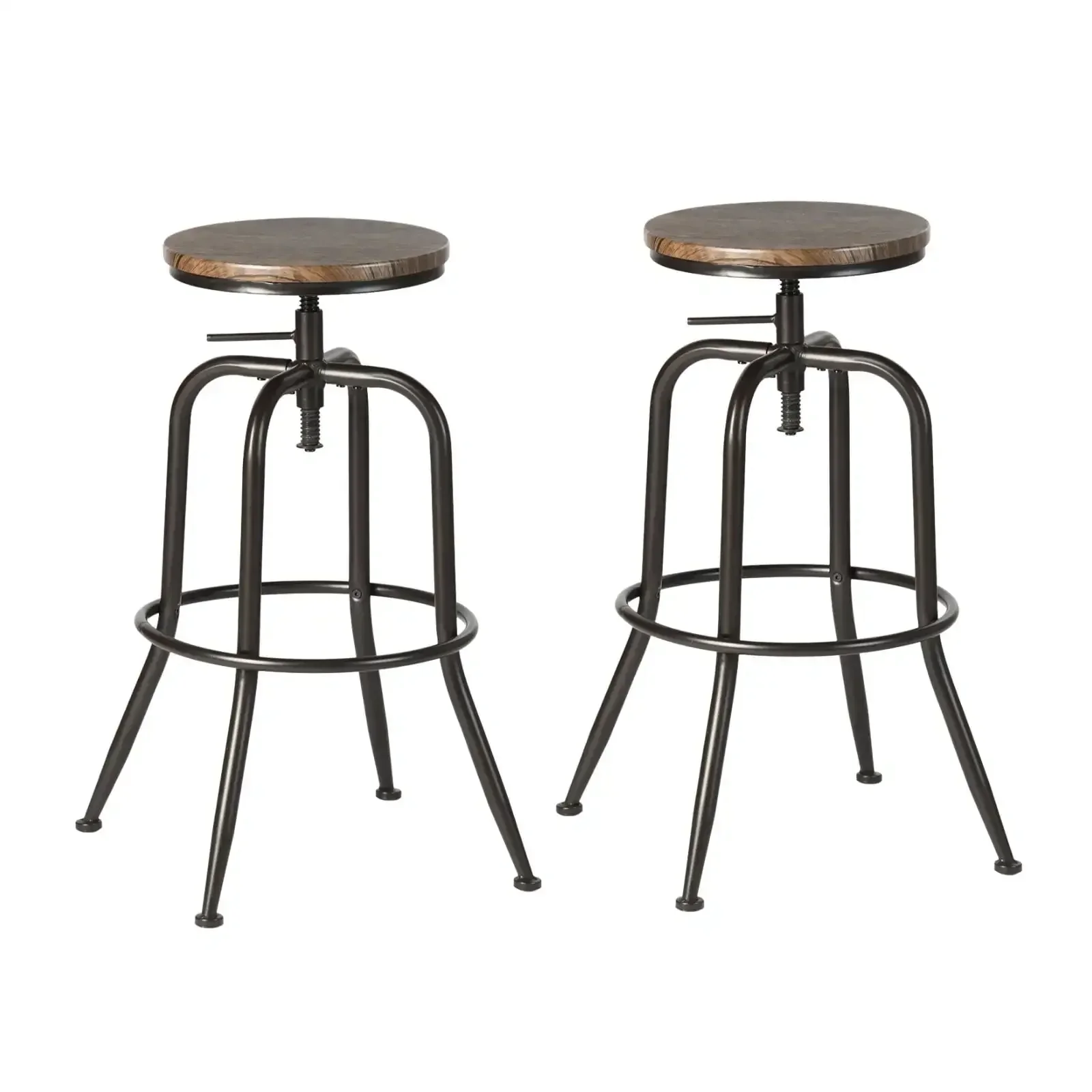 Swivel Bar Stools Set of 2, Adjustable Height Vintage for Home Kitchen Island, Walnut