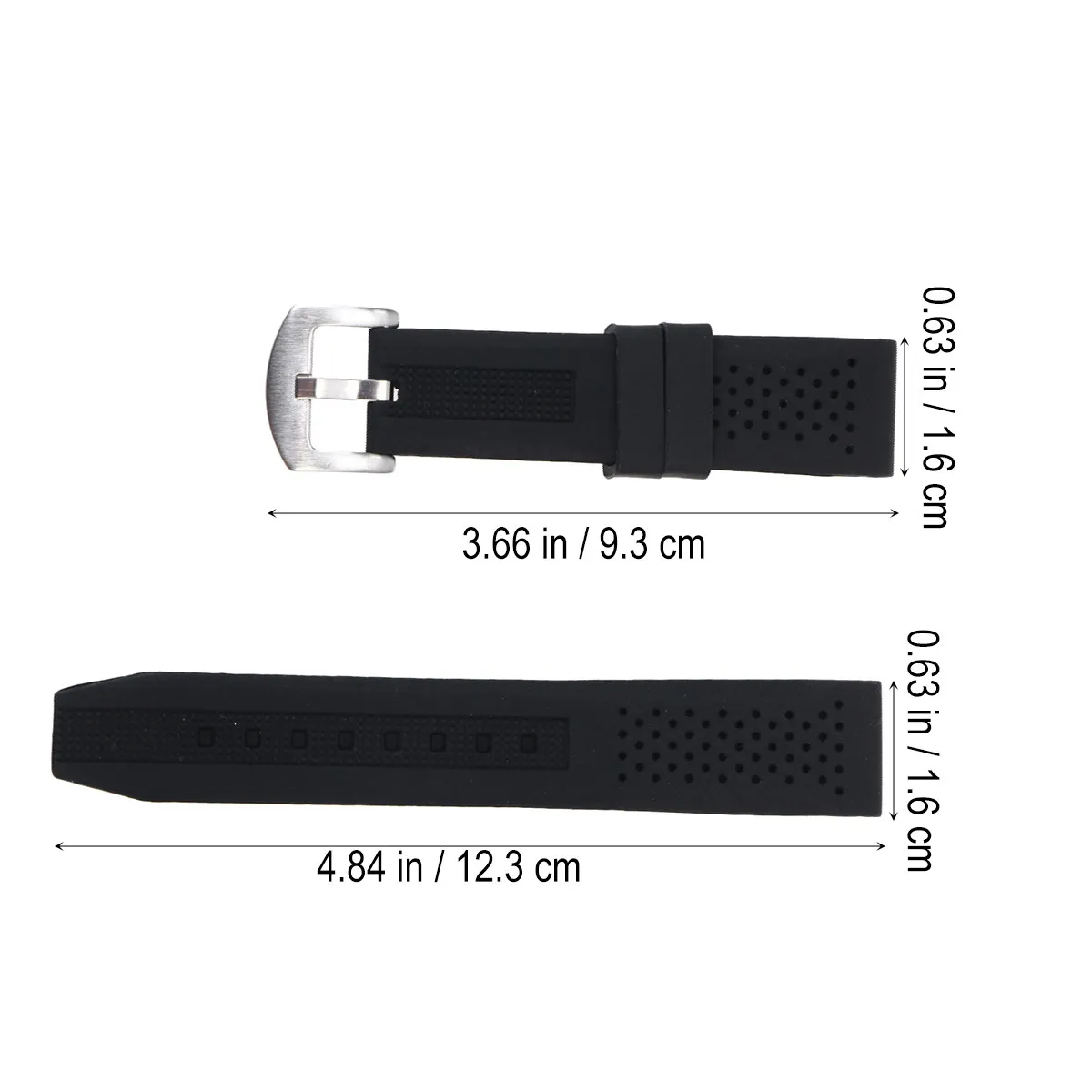 Silicone Watch Strap 16Mm Waterproof Breathable Sweatproof Dustproof Oilproof Sport Band Fit for Running Swimming