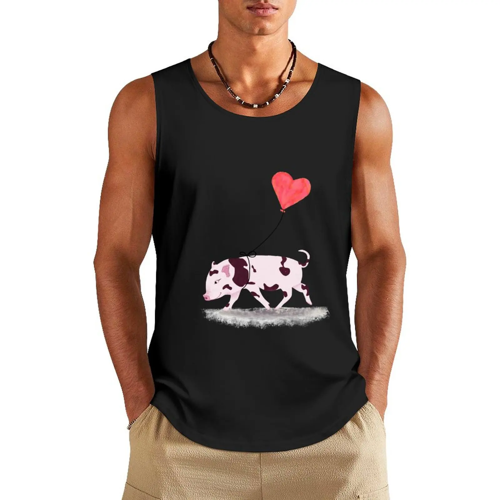 

Baby Pig With Heart Balloon Tank Top mens gym clothes fitness clothing for men gym t shirt men best selling products
