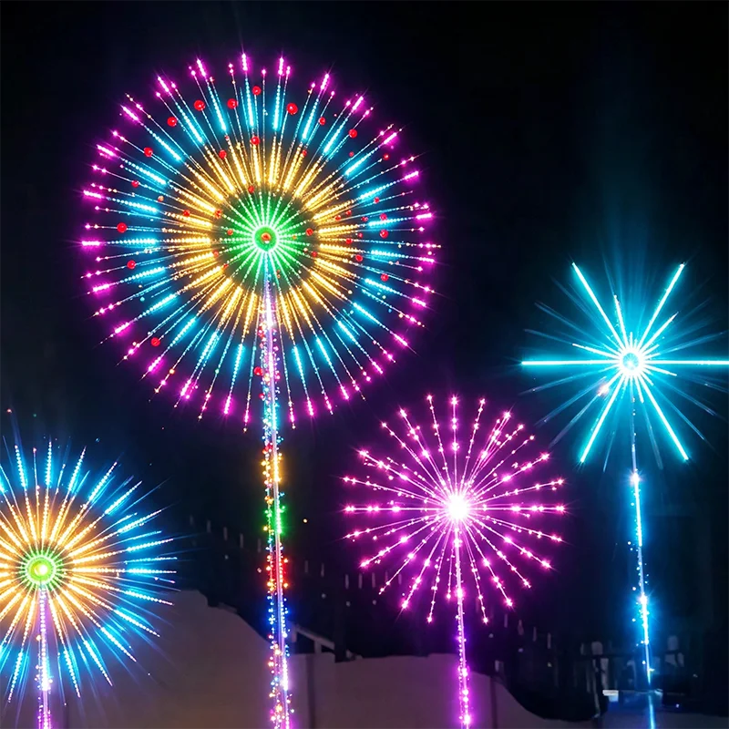 2026 Holiday Windmill Rotating LED Strobe Light Double‑Sided Programmable Firework Lamp Outdoor Park Scenic Lighting