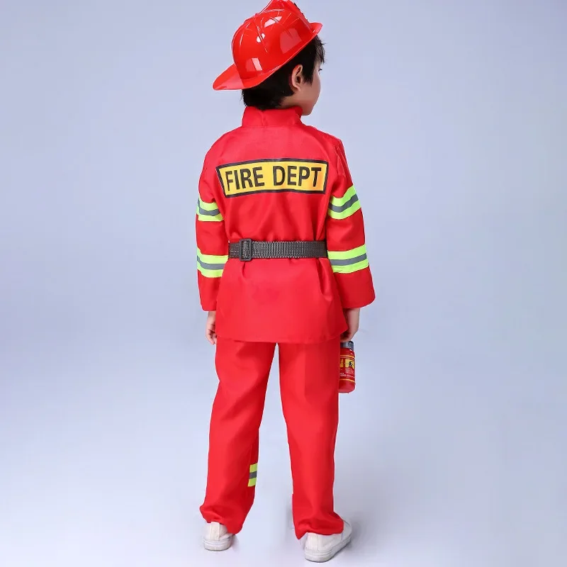 Disfraz de bombero para niños, juguetes con accesorios completos para niños y niñas, vestido de fiesta de cumpleaños y Halloween, azul marino