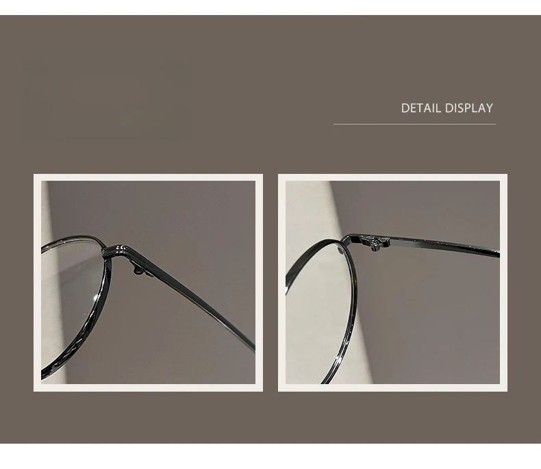 Elliptische Metall-Myopie-Brille, männliche und weibliche Anti-Blaulicht-Brille, nicht verschreibungspflichtige flache Brille, 0–0,50–1,0–1,25–1,5–1,75...... – Detail 2