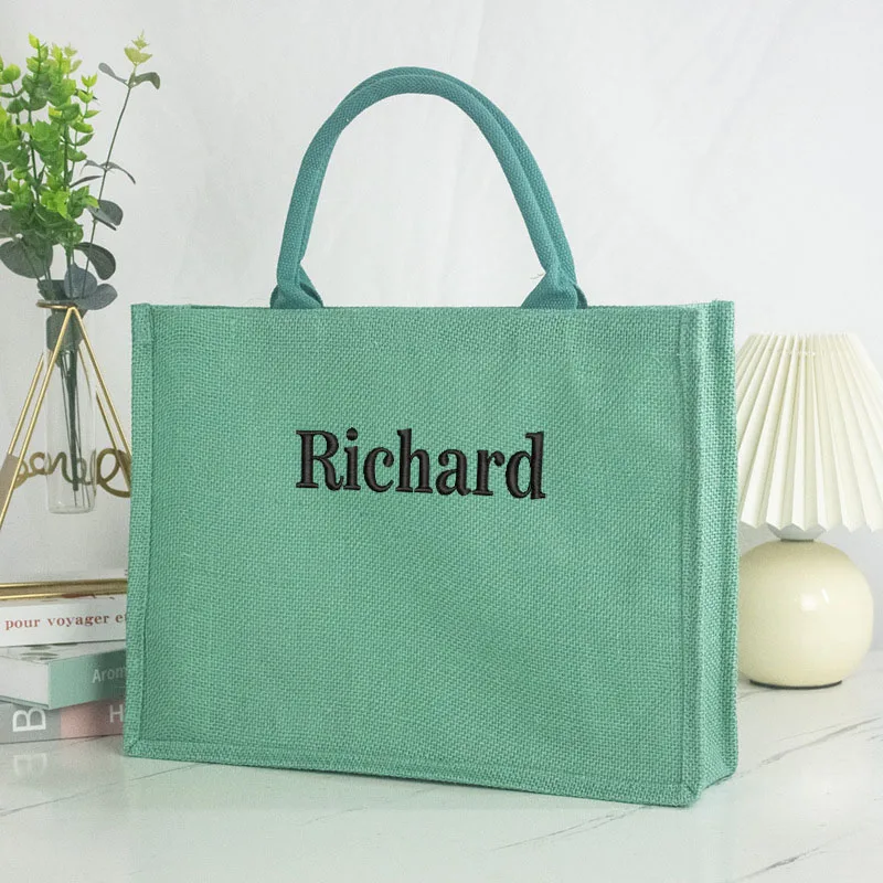 Borsa a mano di grande capacità color caramella borsa di tela semplice personalizzata con Logo personalizzato borsa speciale in lino di cotone regalo