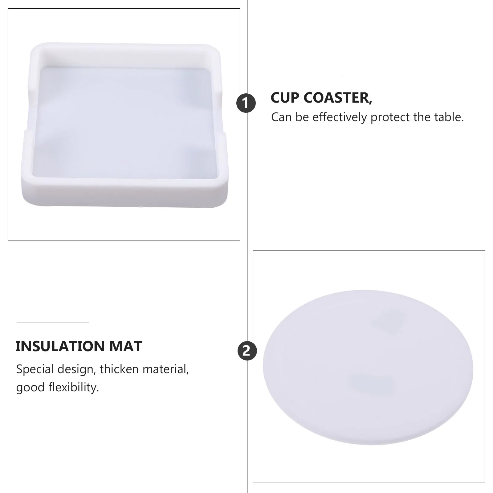 7 Pcs Silicone Coasters Heat Resistant Placemats Anti Slip White Set 6 Dining Insulation Pad Tableware Protector