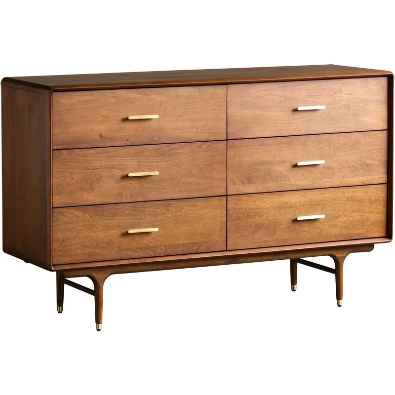 

Nordic solid wood chest medieval industrial style modern simple home B & B hotel six chest chest walnut storage cabinet