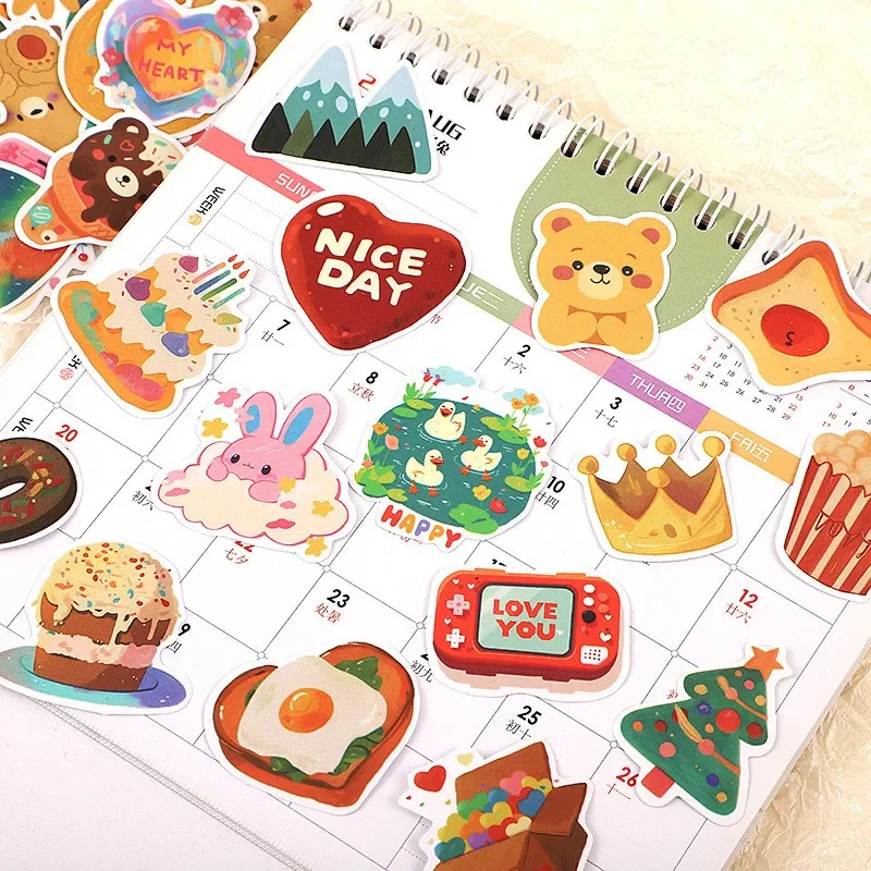 108 قطعة من ملصقات الألوان المائية الأصلية الكورية اللطيفة على شكل دب كرتوني للدراجات اليدوية مقلمة الشارات