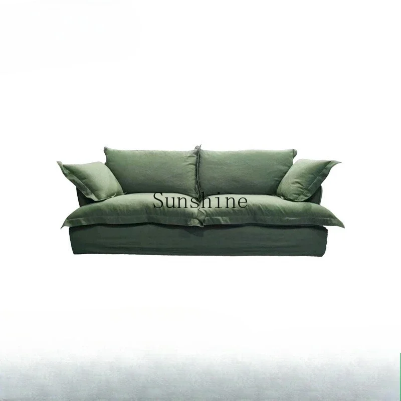 Nordic large and small apartment simple cotton and linen fabric three-person sofa  FT