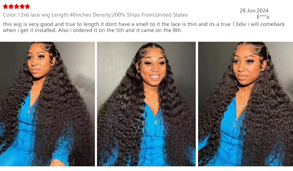 40 46 Inch Deep Wave 13x6 13x4 Lace Front Human Hair Wig 200% Remy Curl 360 Full Lace Frontal Wig Human Hair