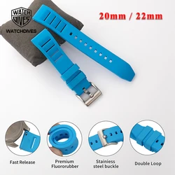 WATCHDIVES 20mm 22mm Watchband FKM Fluorine Rubber Fast Release Soft Comfortable Wear-Resistant Premium Fluoro Rubber Watchband