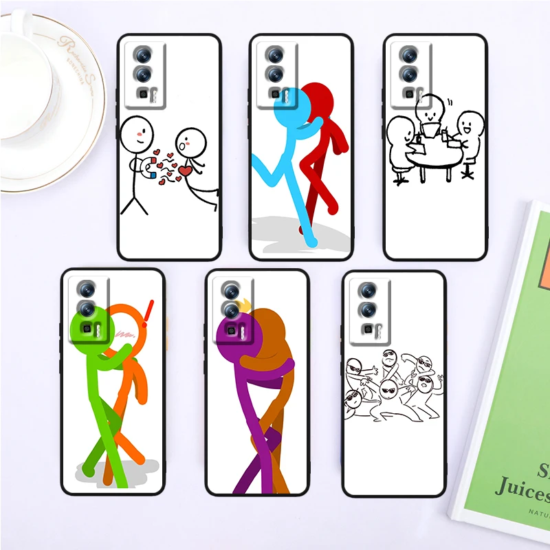 Stick Figure Cut For Xiaomi Redmi 9A 9C 9AT 10C 9 9T 10 12C 13C 8 12 K60 A1 K50 K40 5G Black Funda Phone Case