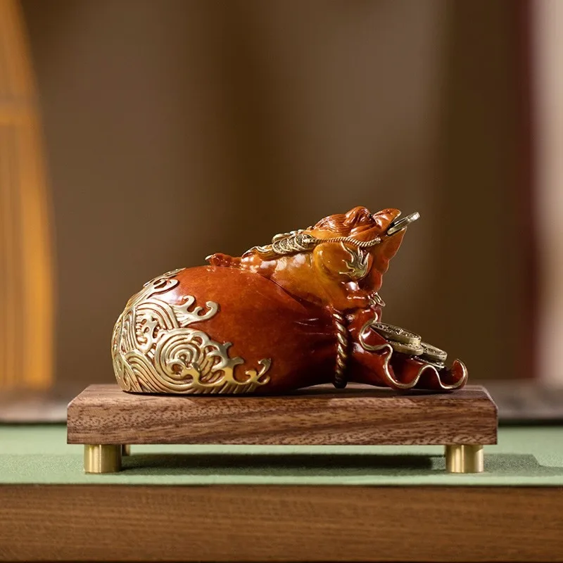 Zhu Bingren Copper Generational‑Wealth Three‑Legged Toad Ornament Decor For Living Room Entrance Study Opening Business Gift