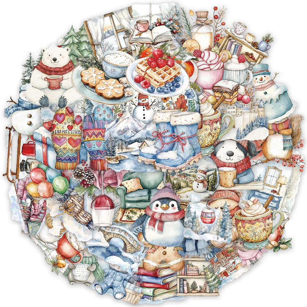 10/30/50 قطعة لطيف الكرتون شفافة INS نمط الشتاء مشهد ملصقات الجمالية DIY بها بنفسك محمول جراب هاتف Kawaii لاصقة تزيين #1