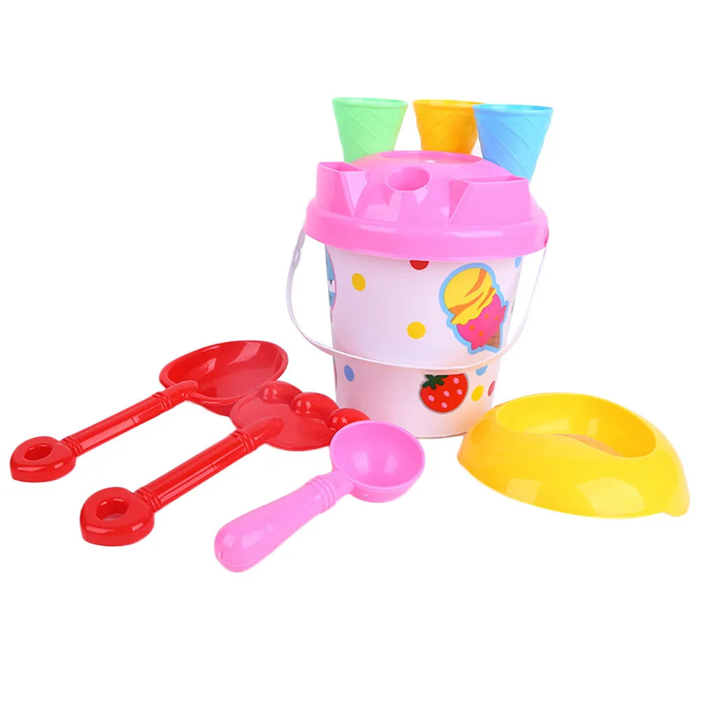 8Pcs Cartoon Sand Molds Beach Playing Set Lightweight Easy Grip Bucket Shovel Kit for Kids Ages 3- Play Learning