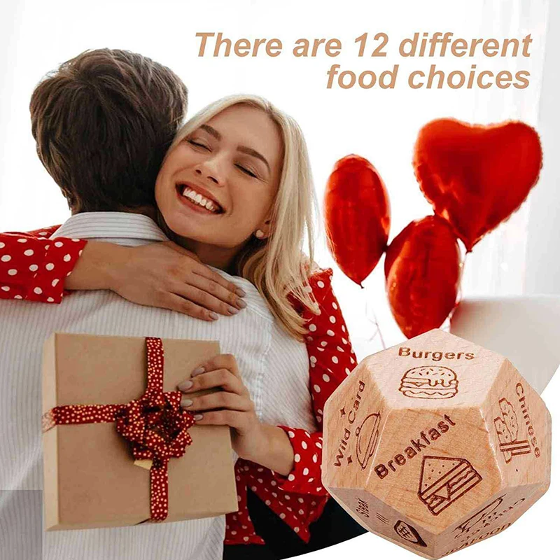 1Pc Food Dice Food Dicesion Game Wooden Dice Date Night Ideas Funny Gift For Couples Anniversary Halloween Valentine's Day