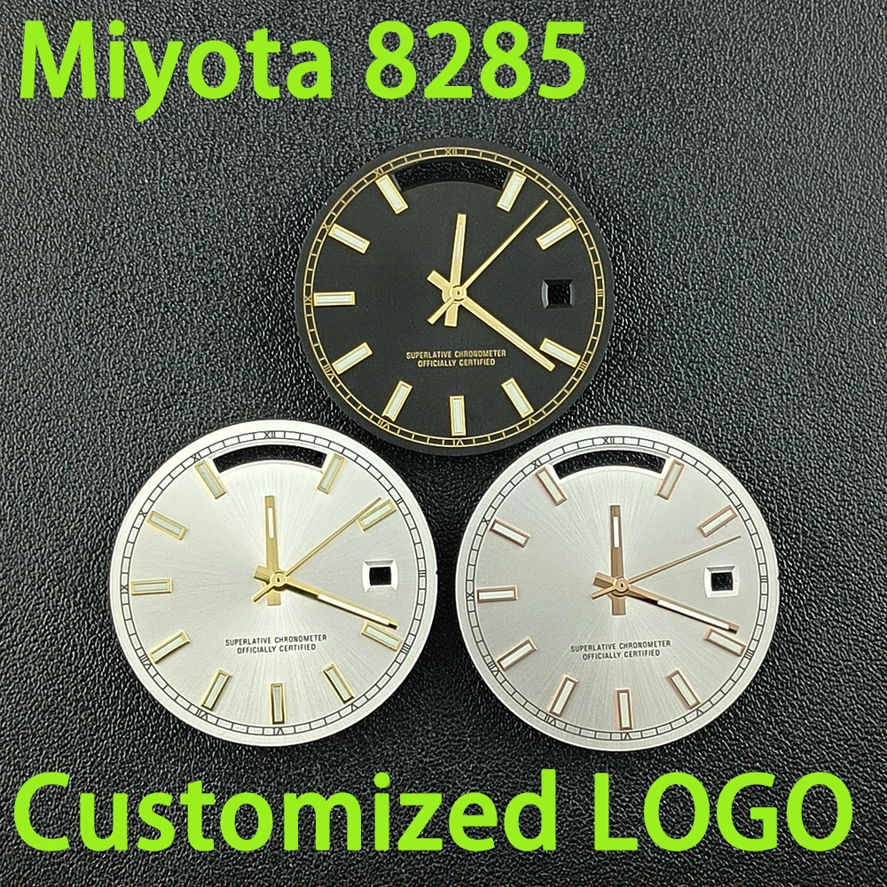 

Miyota 8285 dial 31mm watch dial men's watch custom logo dial green luminous dial suitable for watch accessories