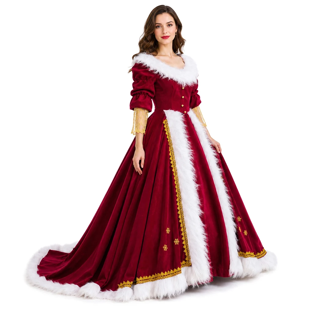 Disfraces de Lujo de Mamá Noel para Adultos, Disfraz de Señora Santa, Vestido de Reina Navideña Victoriana Vintage para Carnaval, Fiesta, Baile de Gala