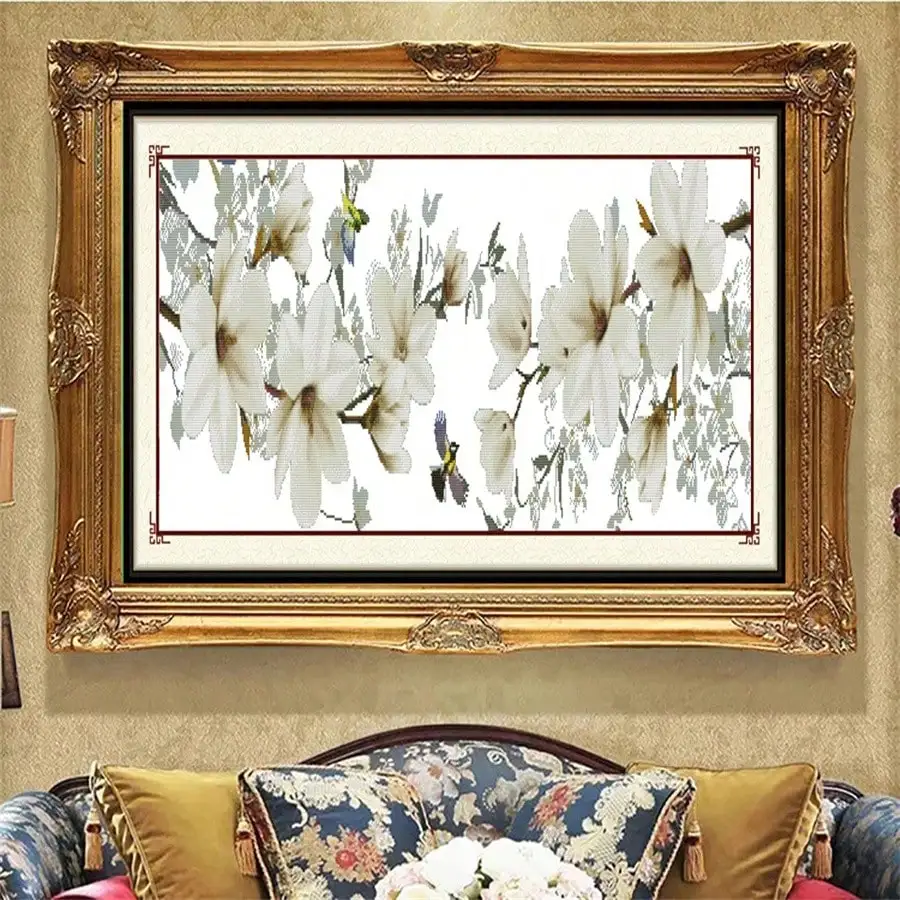 White Magnolia New Style diy Art crafts for adults stamped cross stitch kit knitting and needlecraft embroidery sewing joy