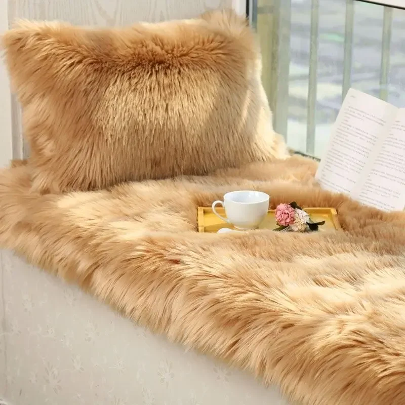 Thickened plush bedroom bay window mat, window sill mat, tatami, fluffy bay window blanket, carpet, seat cushion, balcony mat