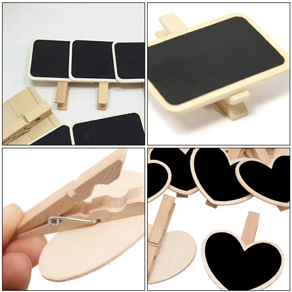 16 Pcs Clothespin Small Wooden Blackboard Clip Office Chalkboard Decorations for Parties