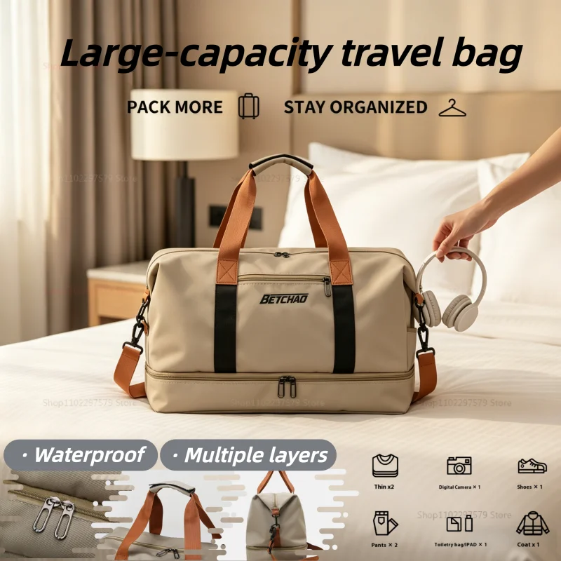 

Вместительная водонепроницаемая спортивная сумка-дафл для мужчин: для тренировок, спортзала, путешествий и коротких поездок, с возможностью ношения на плече или через грудь