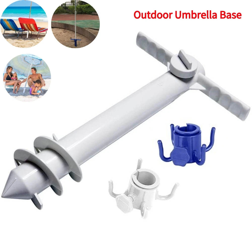3/5 Spin Summer Umbrella Bases Beach Umbrella Stand with Hook Inserts Spiral Umbrella Plug Equipment Umbrella Ground Anchor