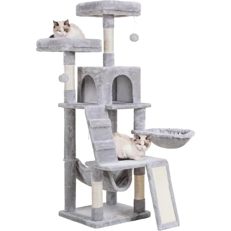 

Cat Tree, Cat Tower for Indoor, Multi-Level Cats Furniture Condo with Padded Plush Perch, Cozy Basket and Scratching Board