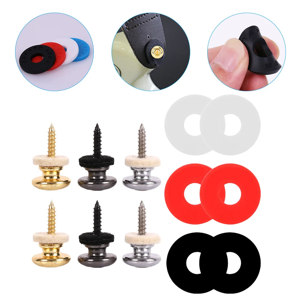 

1Set Guitar Strap Lock Durable Metal Rubber Anti-Off Button for Acoustic Electric Bass Ukulele Instrument Strap Buckle
