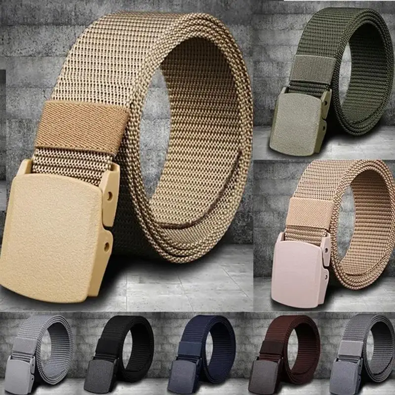 Military Men Belt 2023 Army Belts Adjustable Belt Men Outdoor Travel Tactical Waist Belt with Plastic Buckle for Pants 120cm