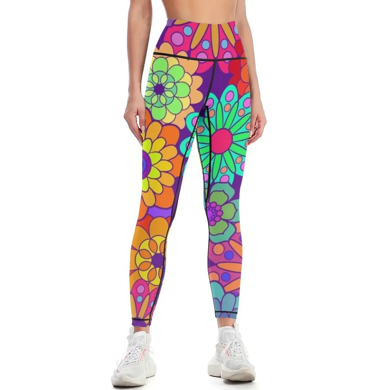 

Flower Power Retro Style Hippy Flowers Leggings Training pants for fitness sport pants legging gym Womens Leggings