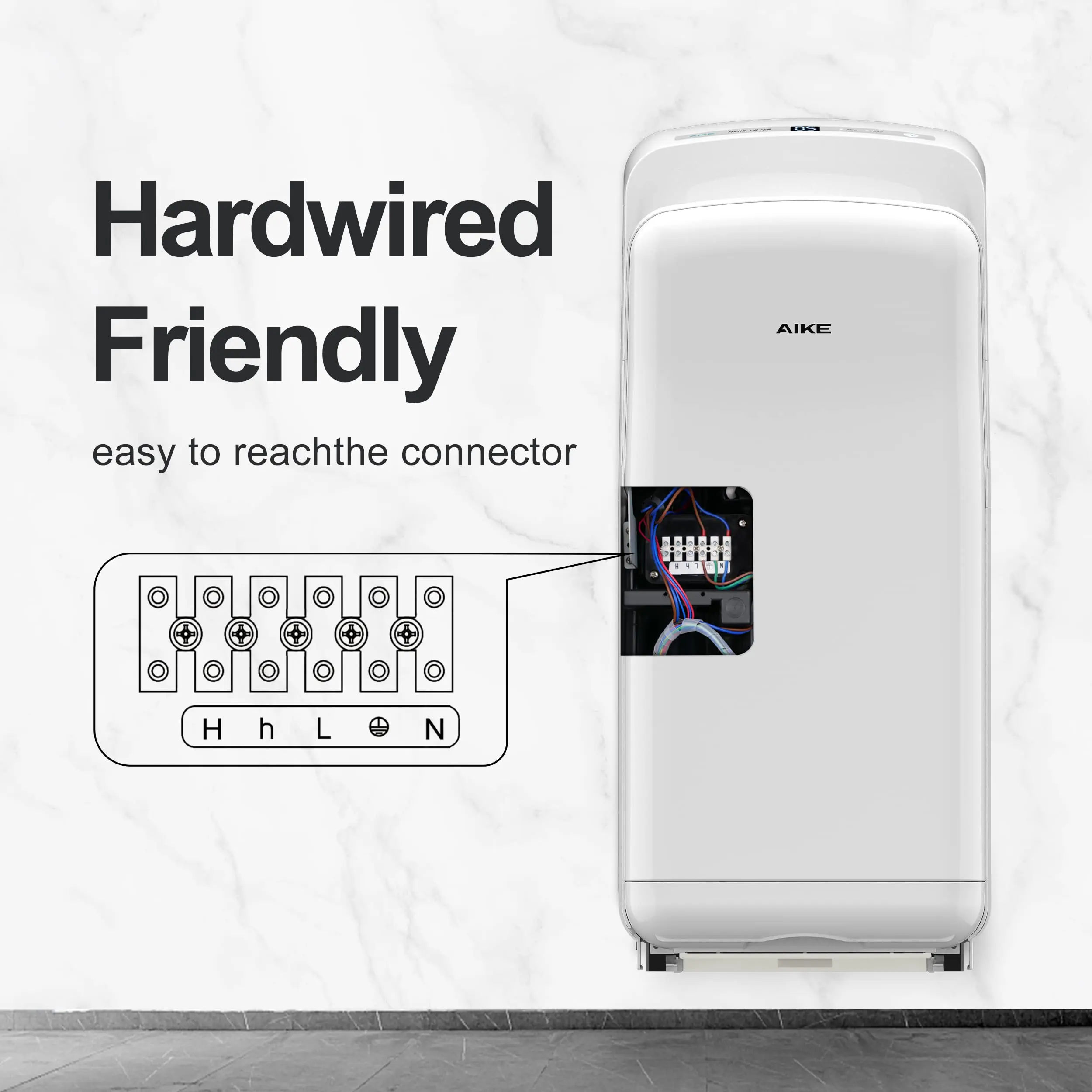 AIKE Bathroom Hand Dryer with HEPA Filter High Speed Premium Vertical Automatic Hand Dryer for Commercial and Domestic Locations