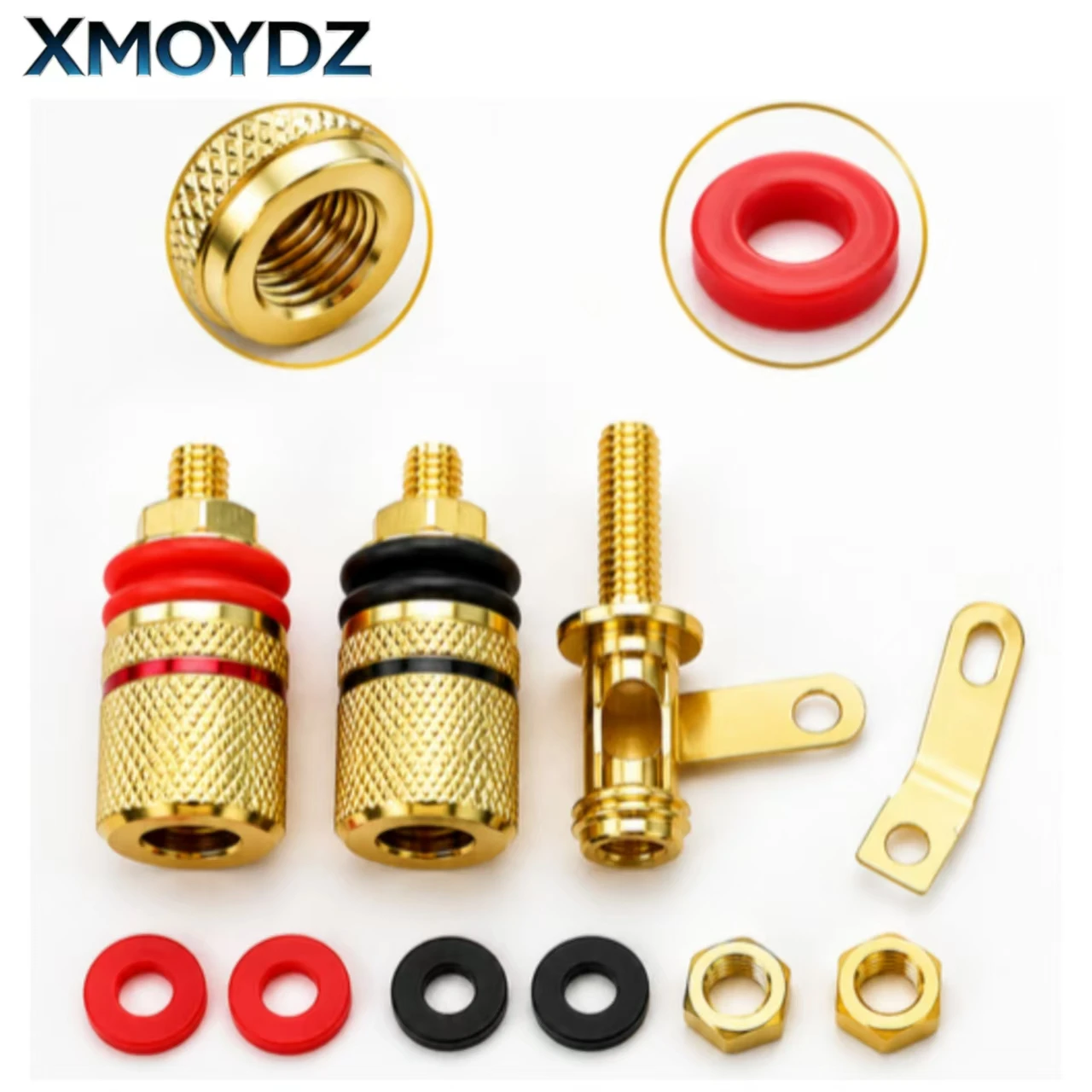 4Pcs 4mm Gold Plated Binding Post Zinc Alloy Banana Plug Socket Speaker Amplifier Terminal Red Black Washer HIFI Audio Jack DIY