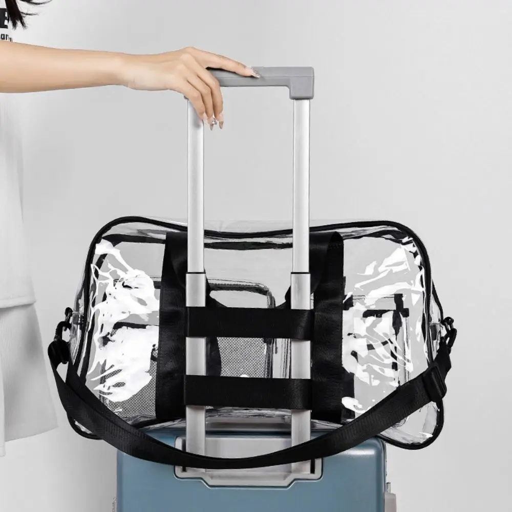 Crossbody Bag Large Capacity PVC Waterproof Bag Clear PVC Transparent Gym Bag Handheld Zipper PVC Swimming Bag Gym Use
