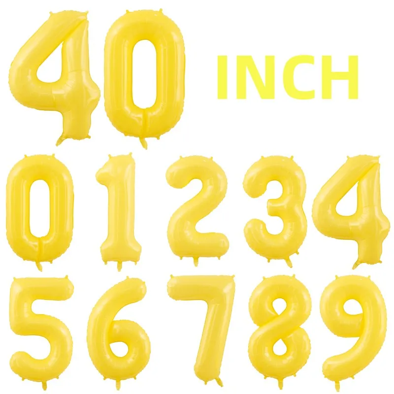 40-calowy balon z cyframi 1 2 3 4 5 6 7 8 9 0 Balony urodzinowe dla dzieci Kaczka Żółty balon Wiek 100 dni Obsługa helu