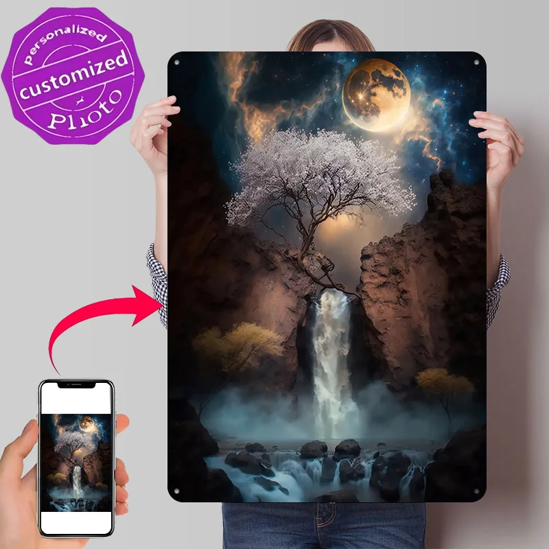 Mystic Waterfall Metal Poster Perfect Gift for Fans Lovers Personalized Wall Art Metal Sign for Bedroom Decoration Room Decor