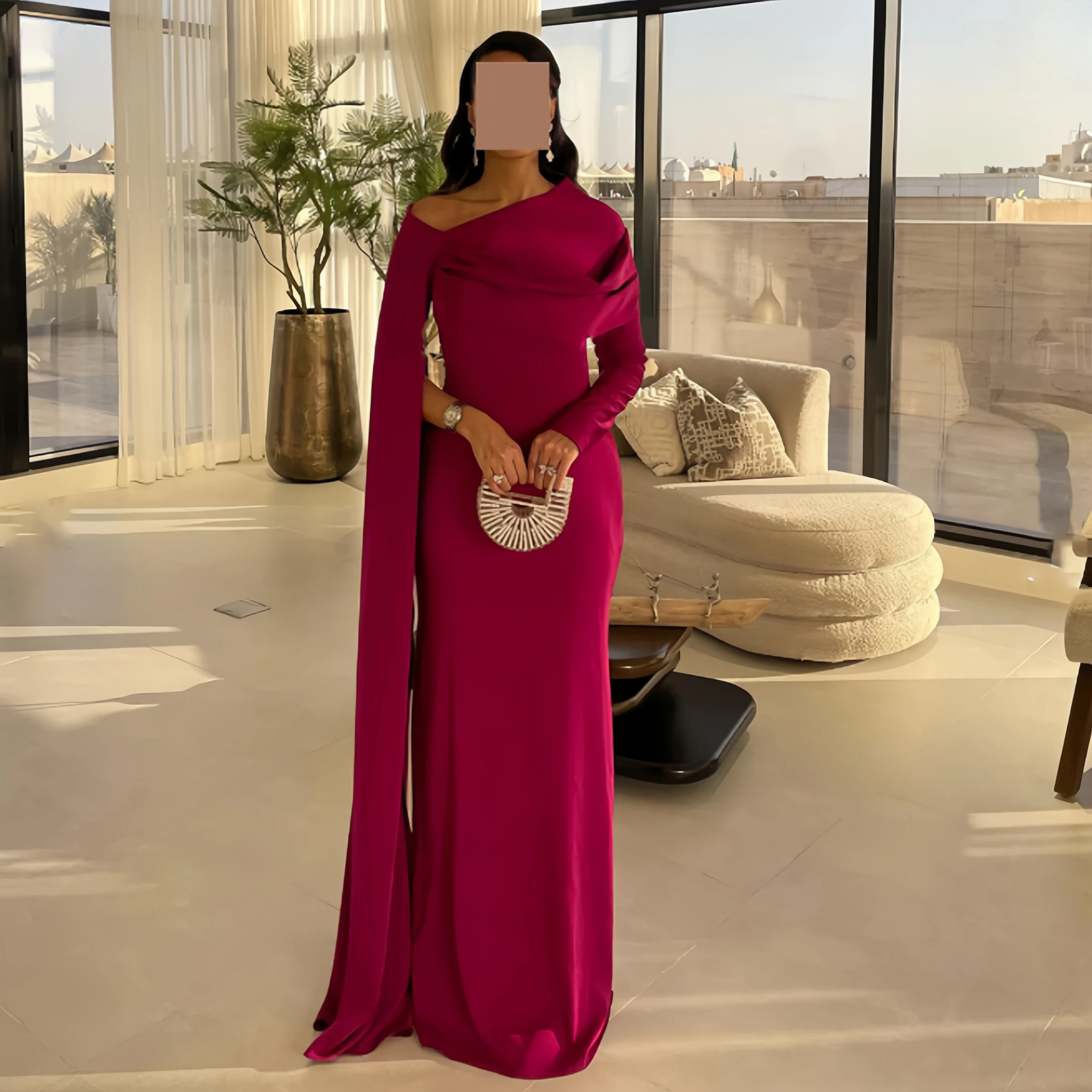 

Beshinel Customized Shawl Prom Dresses 2025 Wedding Party Dress All Age elegant off shoulder Simple long sleeve Evening Dresses