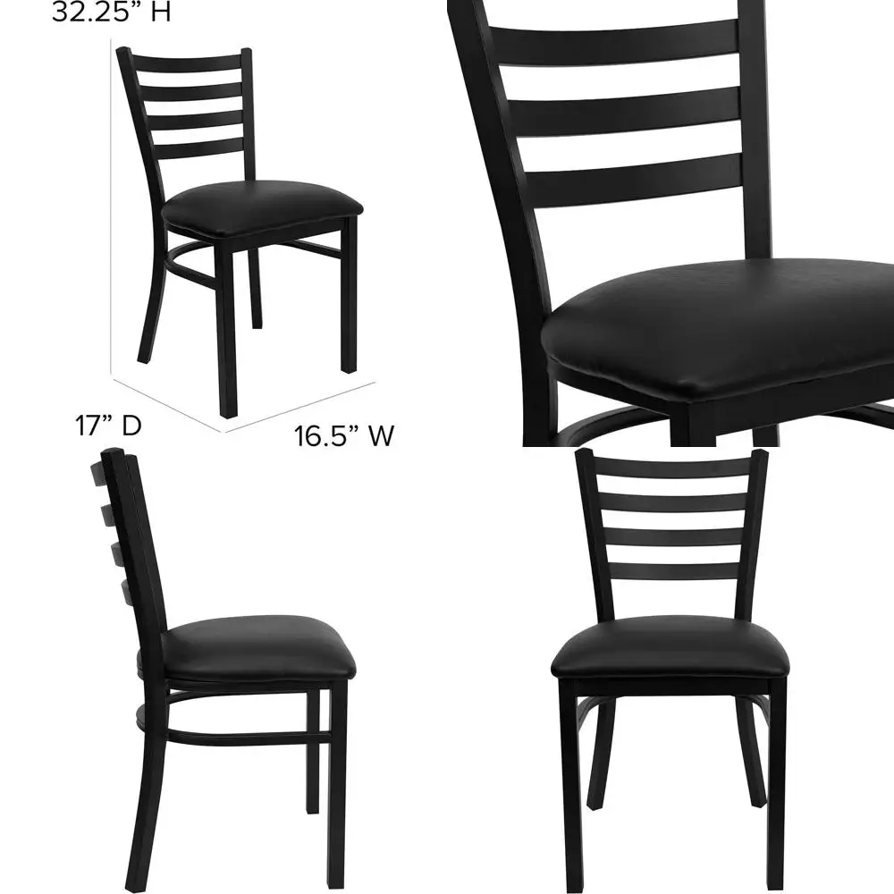 

Металлический стул для ресторана с черным виниловым сиденьем - серия HERCULES, дизайн с откидной спинкой