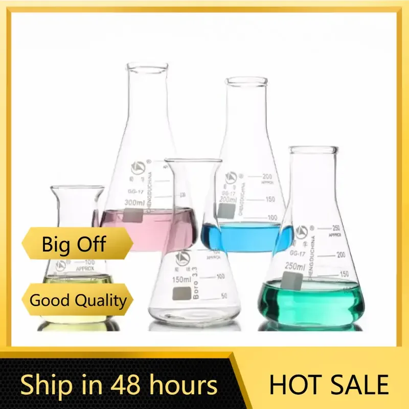 

1piece 50ml/100ml/150ml/200ml/250ml/300ml/500ml/1000ml Borosilicate Glass Conical Erlenmeyer Flask for Lab Chemical Equipment