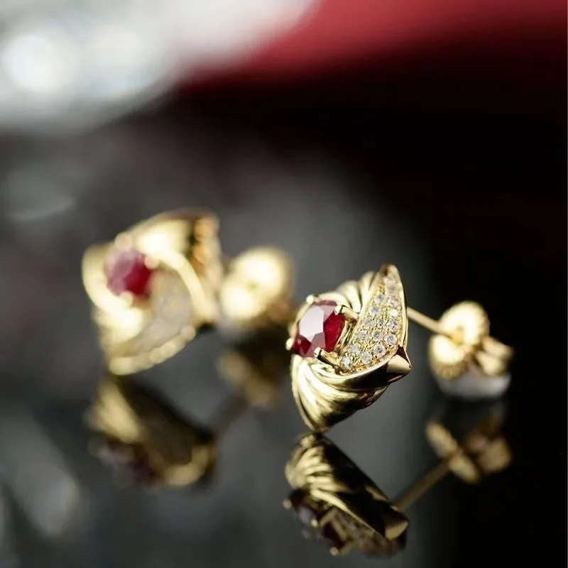 Light Luxury Ruby Fashion High Quality Exquisite Earrings for Women Showy Vintage Fine Jewelry Luxury Daily Earings Stud Jewelry