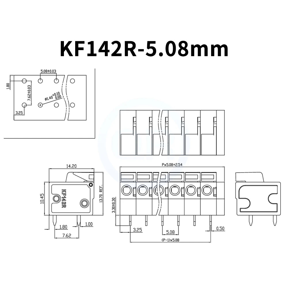 (5/10 Pcs) 5.08mm Pitch KF142V KF142R Push-in Spring Screwless Terminal Block Straight/Bent Foot EX 142V 142R 5.08 PCB Connector