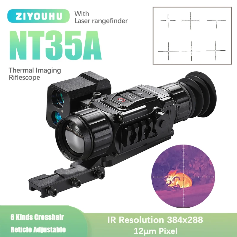 New NT35A Thermal Weapon Sight Scope with Laser Rangefinder Video Output Clip-on Thermal Imager Monocular Riflescope for Hunting