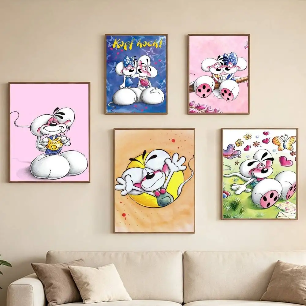 Diddlina Diddl Mouse Cartoon Poster Waterproof Wall Art Sticker For Bar Living Room Vintage Decor